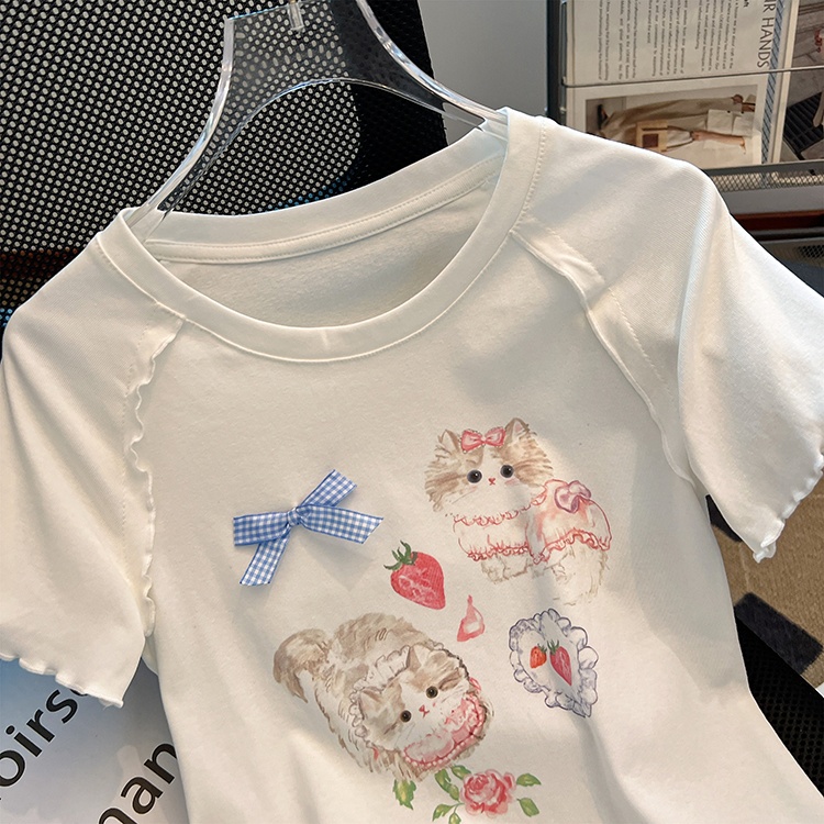 Printing Casual tops unique Korean style T-shirt for women