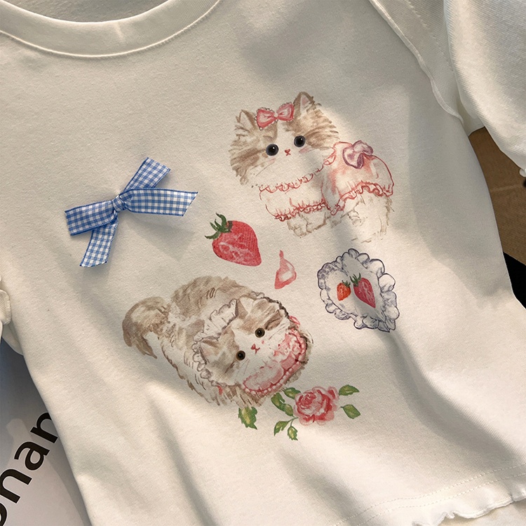 Printing Casual tops unique Korean style T-shirt for women