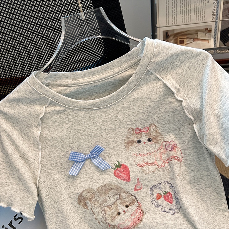 Printing Casual tops unique Korean style T-shirt for women