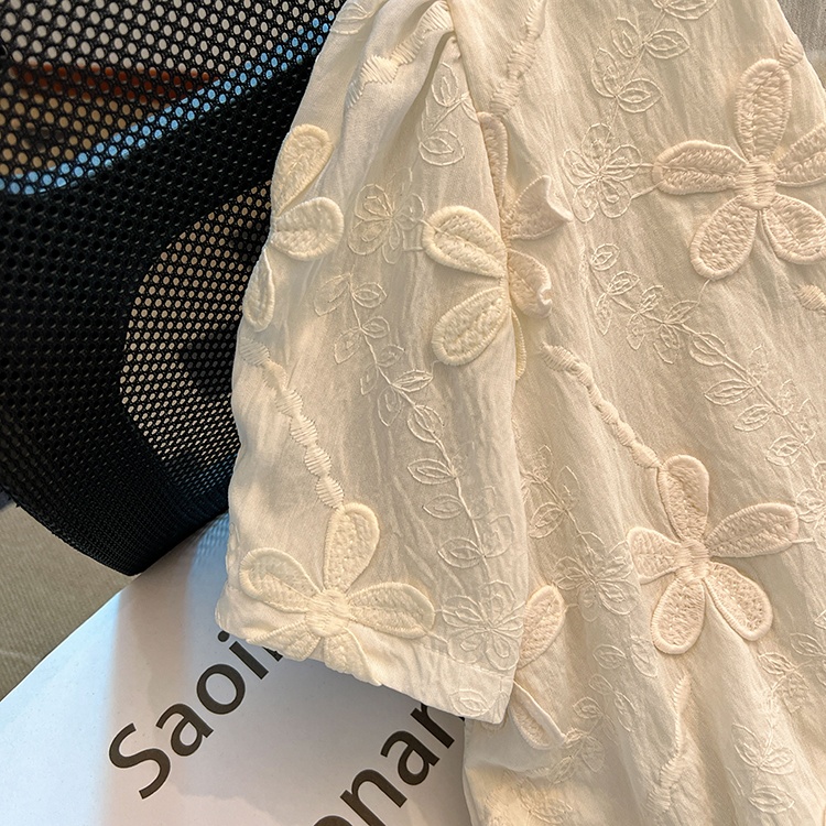 Jacquard Chinese style tops summer small shirt for women