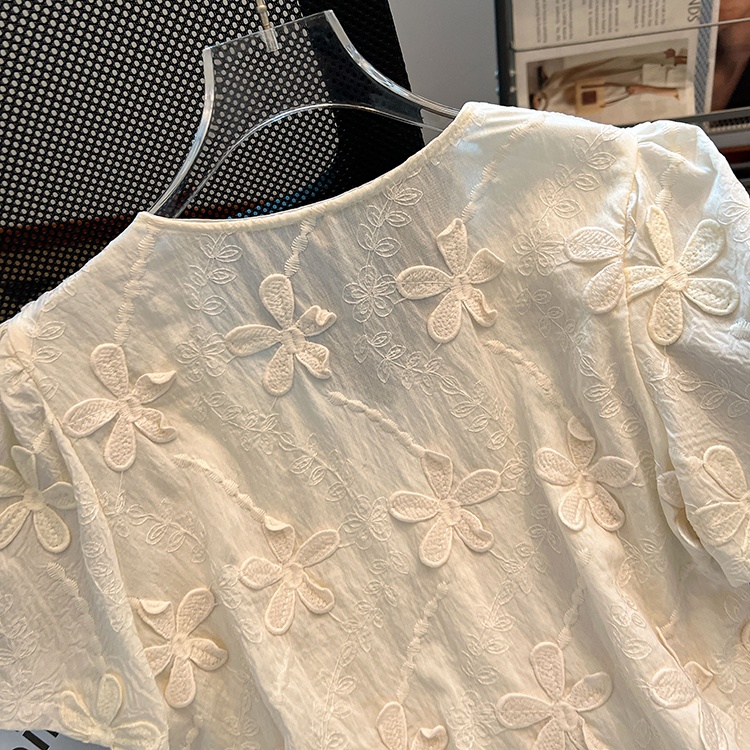 Jacquard Chinese style tops summer small shirt for women