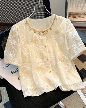Splice beading small shirt embroidery shirt for women