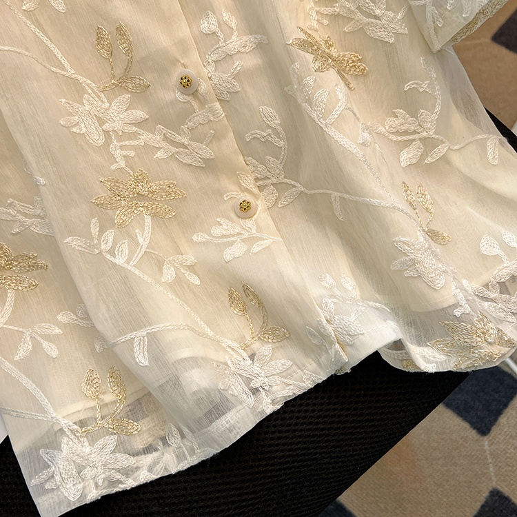 Splice beading small shirt embroidery shirt for women