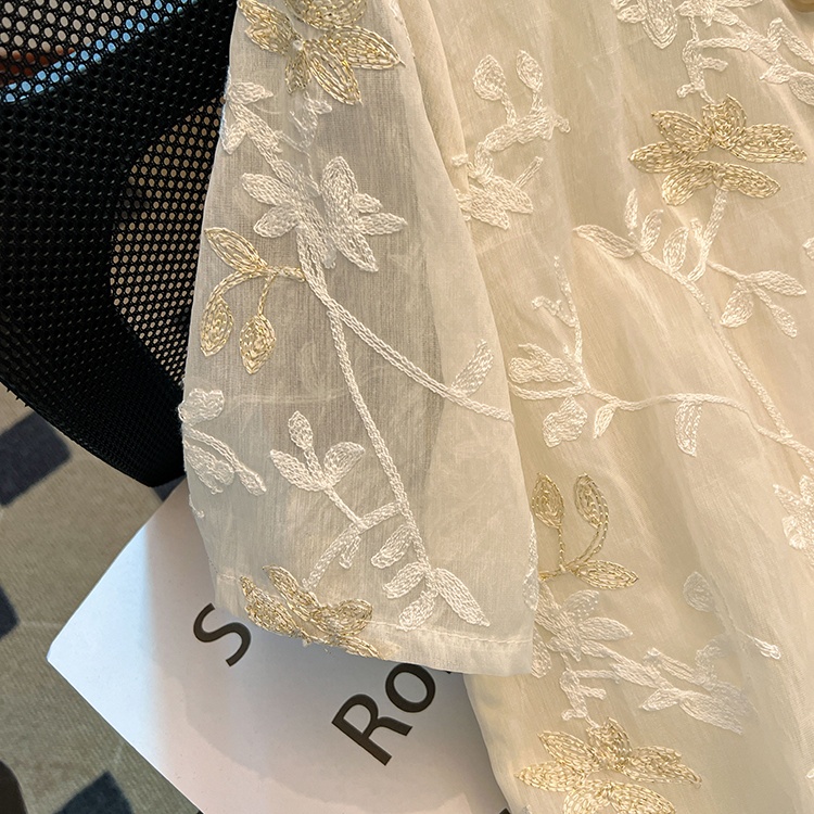 Splice beading small shirt embroidery shirt for women