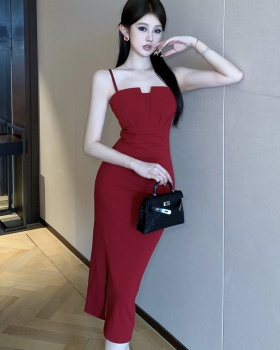 Stereoscopic split dress slim long dress