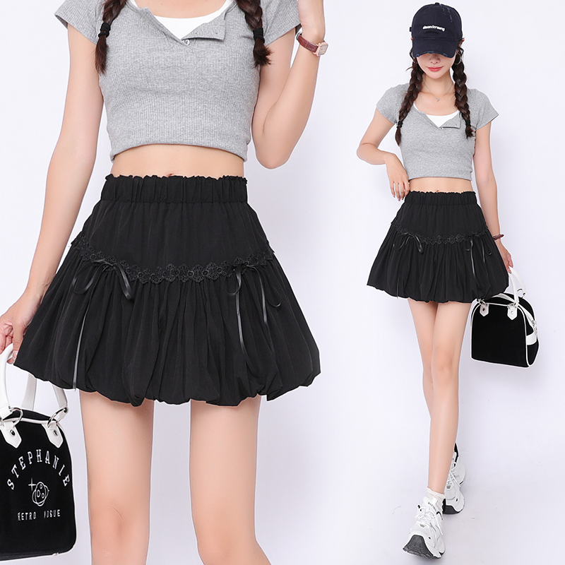 A-line high waist skirt lace sweet short skirt for women