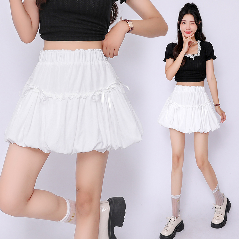 A-line high waist skirt lace sweet short skirt for women