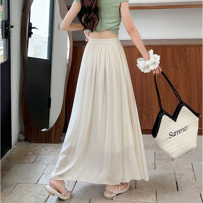 Tassels A-line slim skirt high waist vacation long skirt