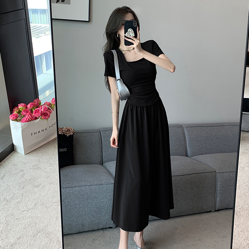 Short sleeve temperament tops summer skirt a set for women