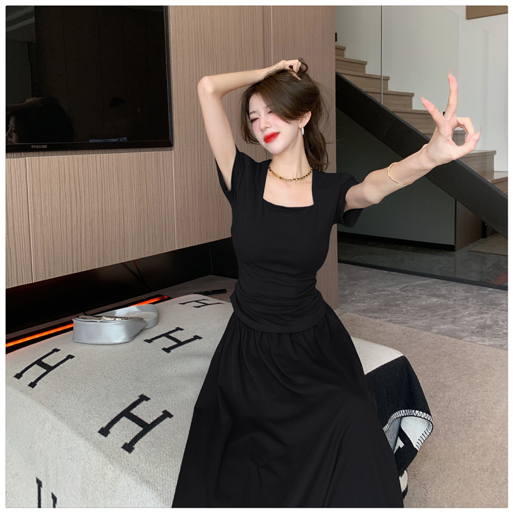 Short sleeve temperament tops summer skirt a set for women