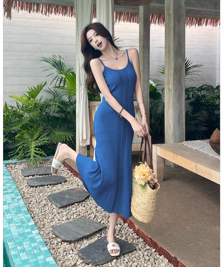 Vacation slim dress retro temperament long dress for women
