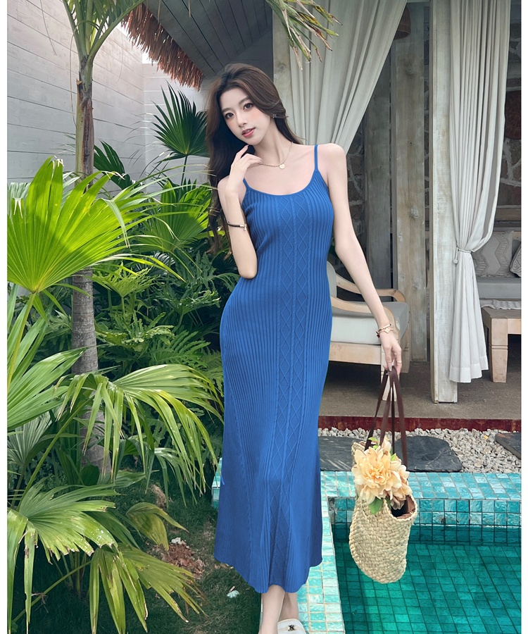 Vacation slim dress retro temperament long dress for women