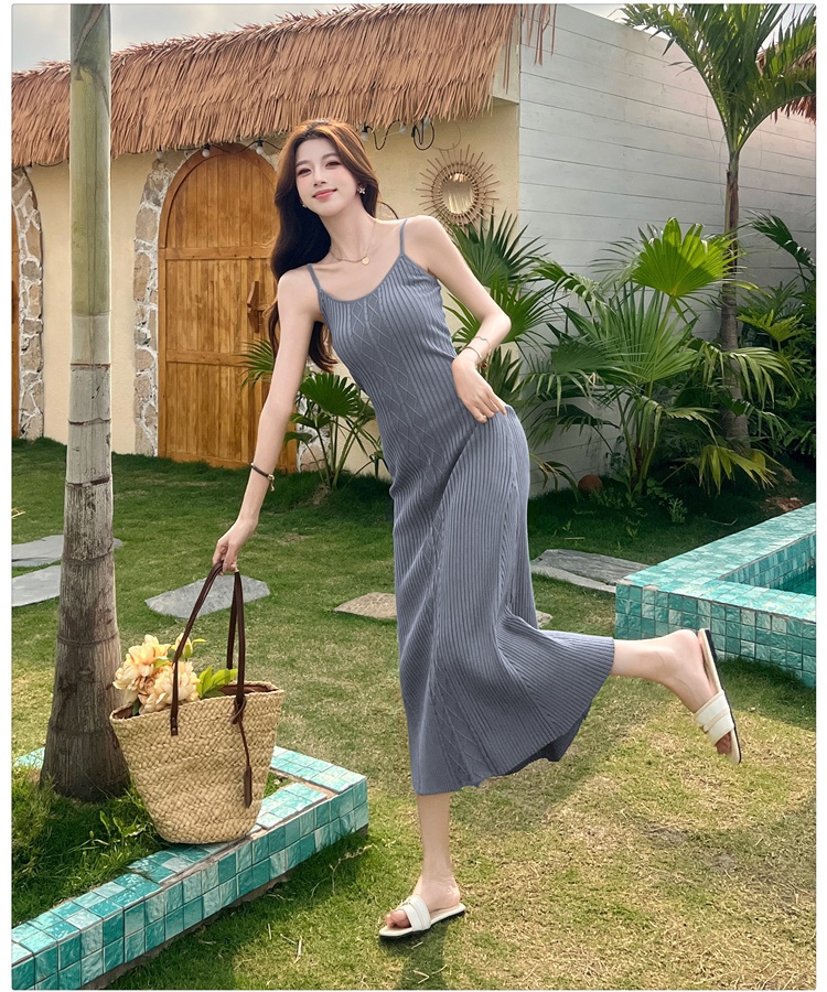 Vacation slim dress retro temperament long dress for women