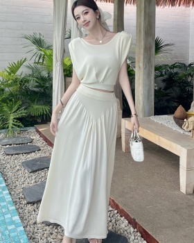 Temperament vest sleeveless skirt 2pcs set for women