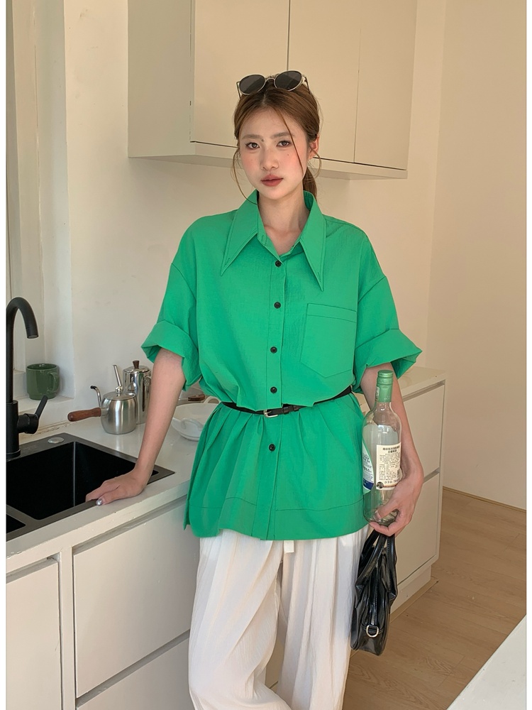 Casual lazy shirt short sleeve summer tops for women