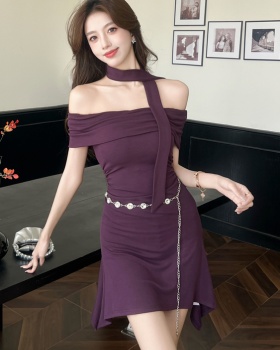 With belt package hip enticement ladies dress