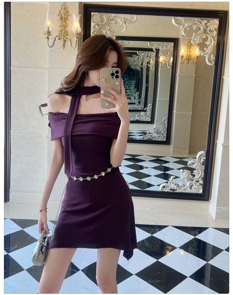 With belt package hip enticement ladies dress