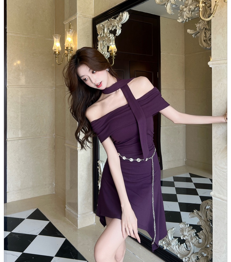 With belt package hip enticement ladies dress