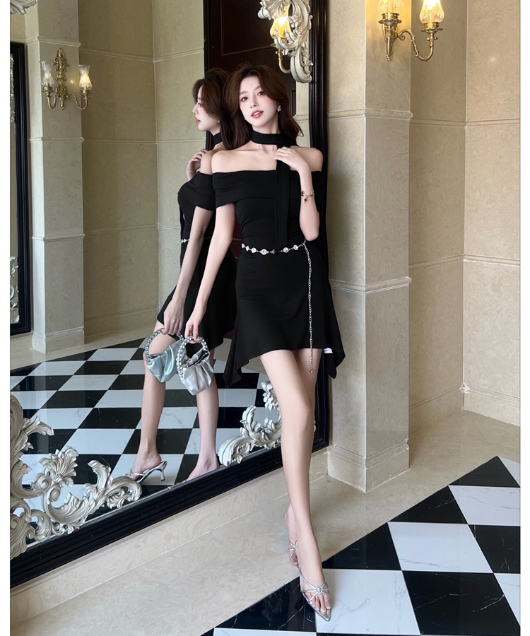 With belt package hip enticement ladies dress