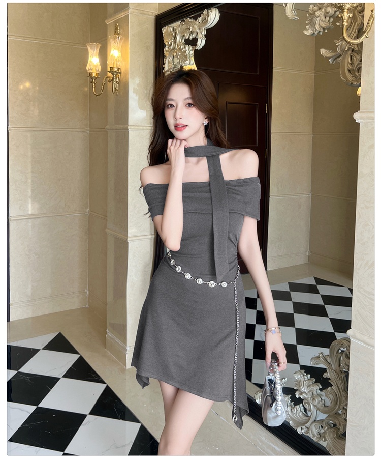 With belt package hip enticement ladies dress