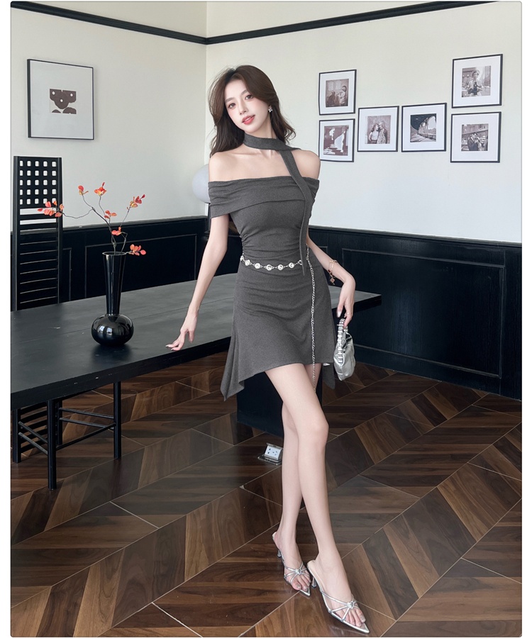 With belt package hip enticement ladies dress