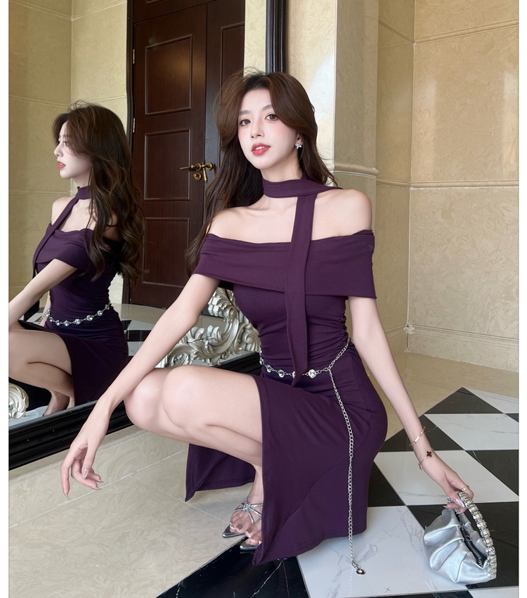 With belt package hip enticement ladies dress
