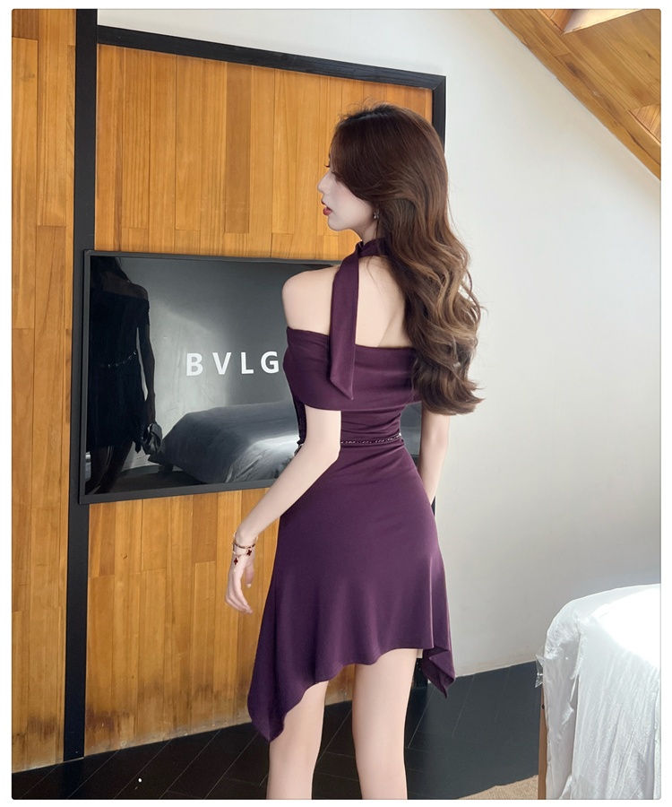 With belt package hip enticement ladies dress
