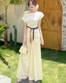 Loose temperament pants mopping wide leg pants a set
