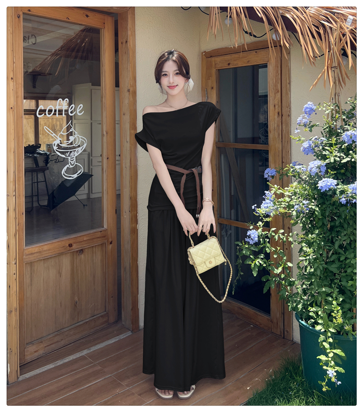 Loose temperament pants mopping wide leg pants a set