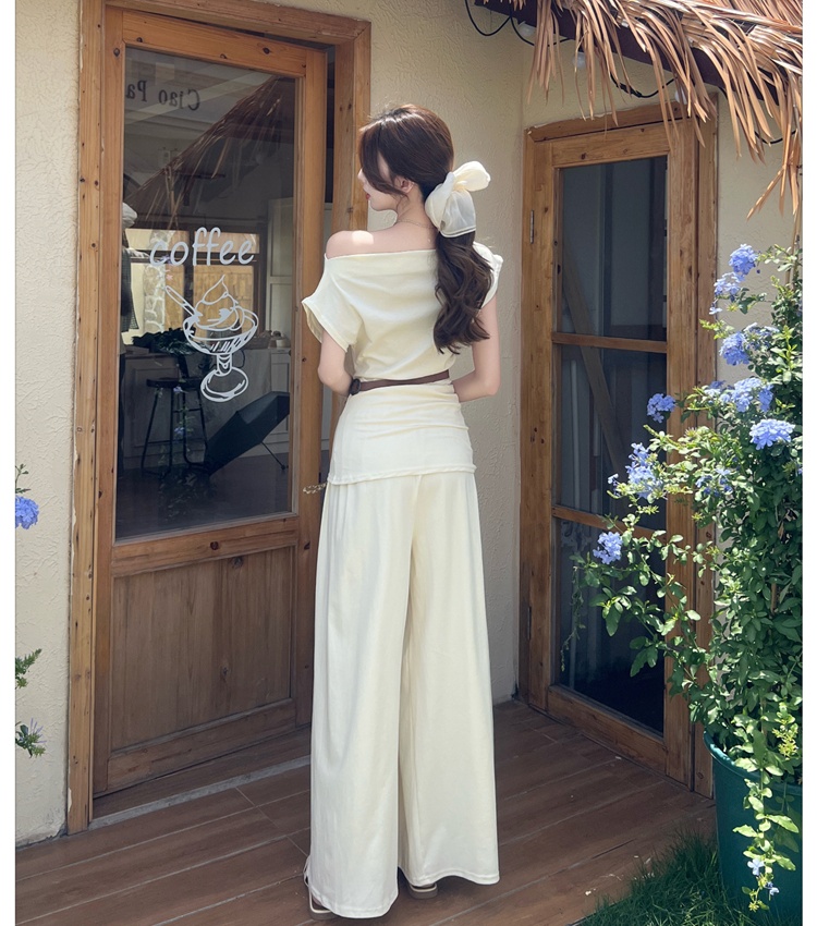 Loose temperament pants mopping wide leg pants a set