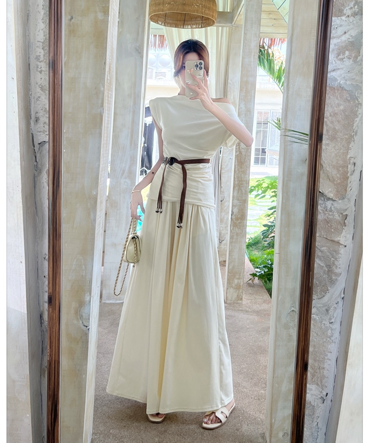 Loose temperament pants mopping wide leg pants a set