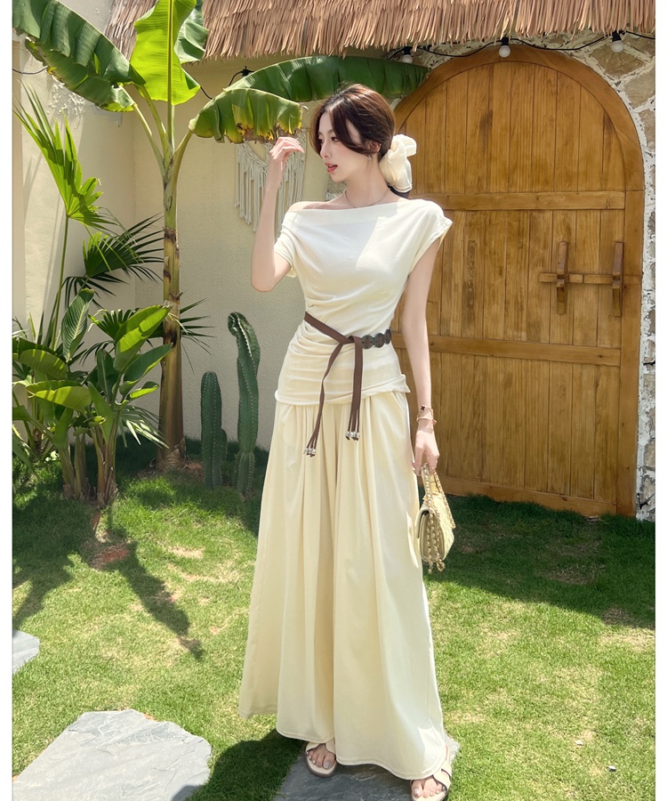 Loose temperament pants mopping wide leg pants a set
