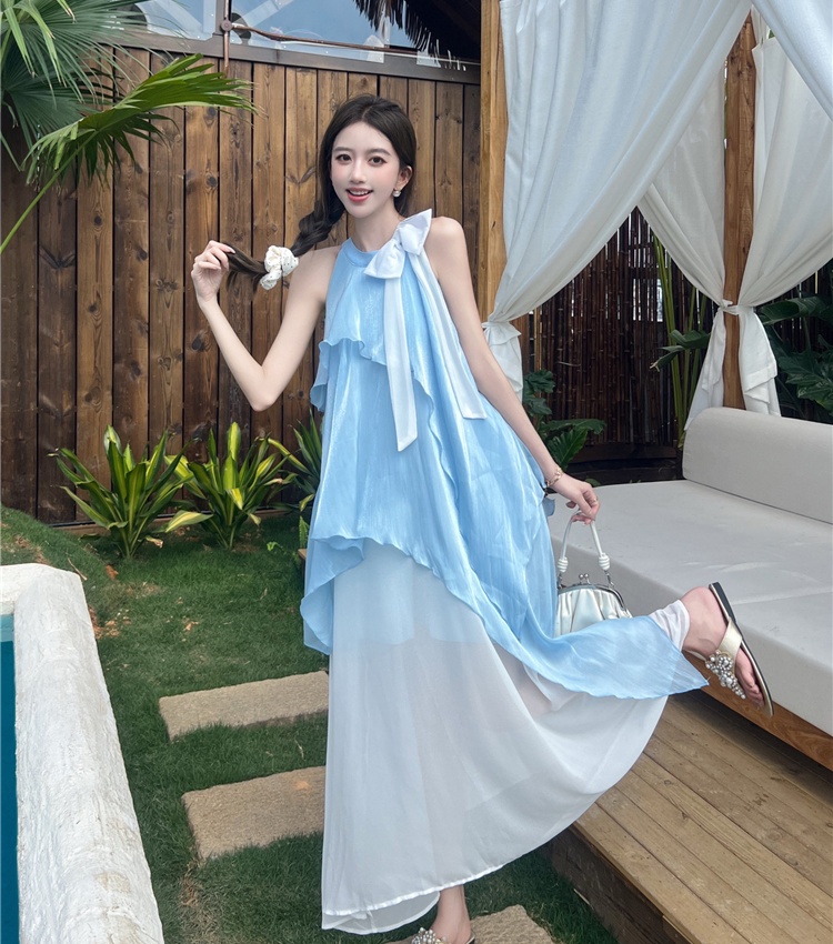 Splice beautiful long dress France style dress for women