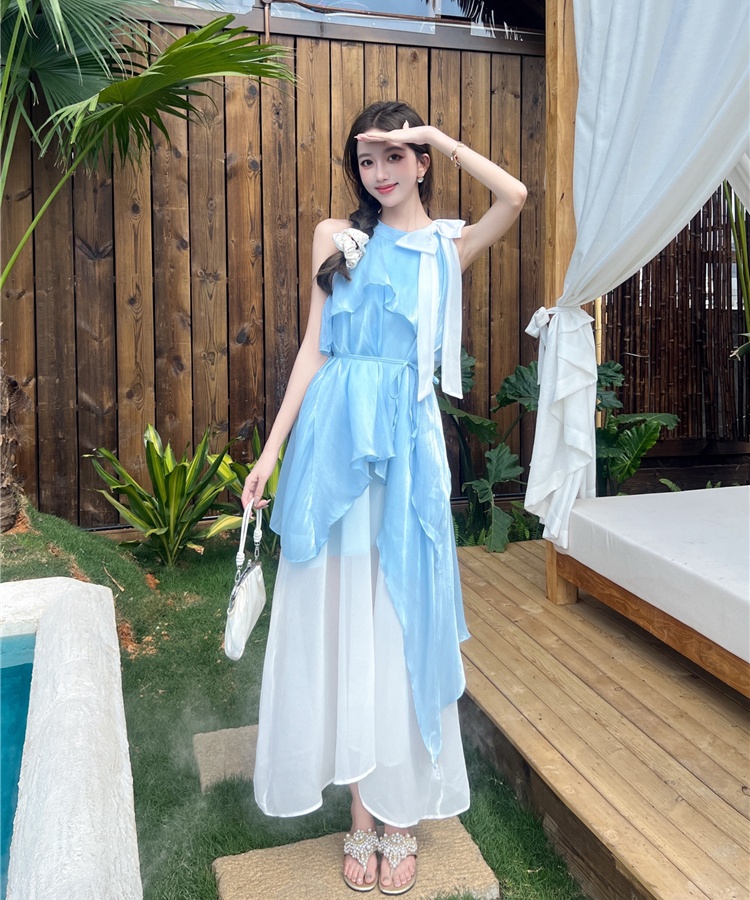 Splice beautiful long dress France style dress for women