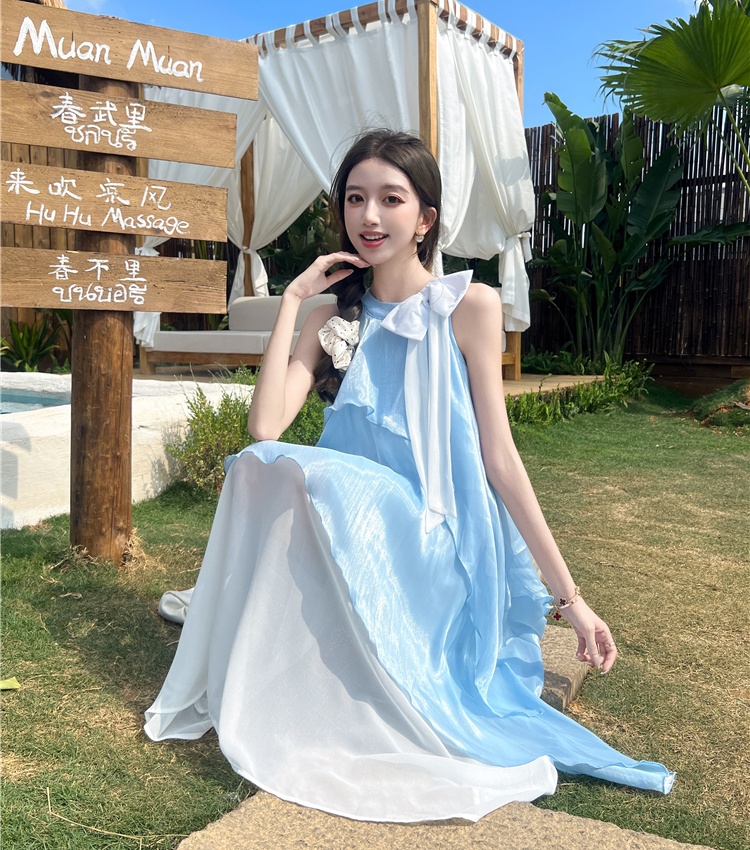 Splice beautiful long dress France style dress for women