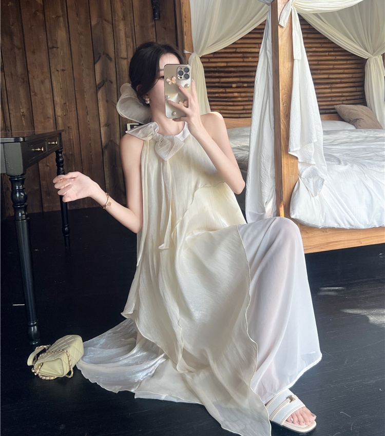 Splice beautiful long dress France style dress for women