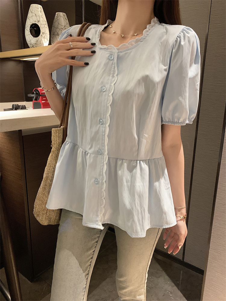 Summer refreshing shirt retro white tops for women