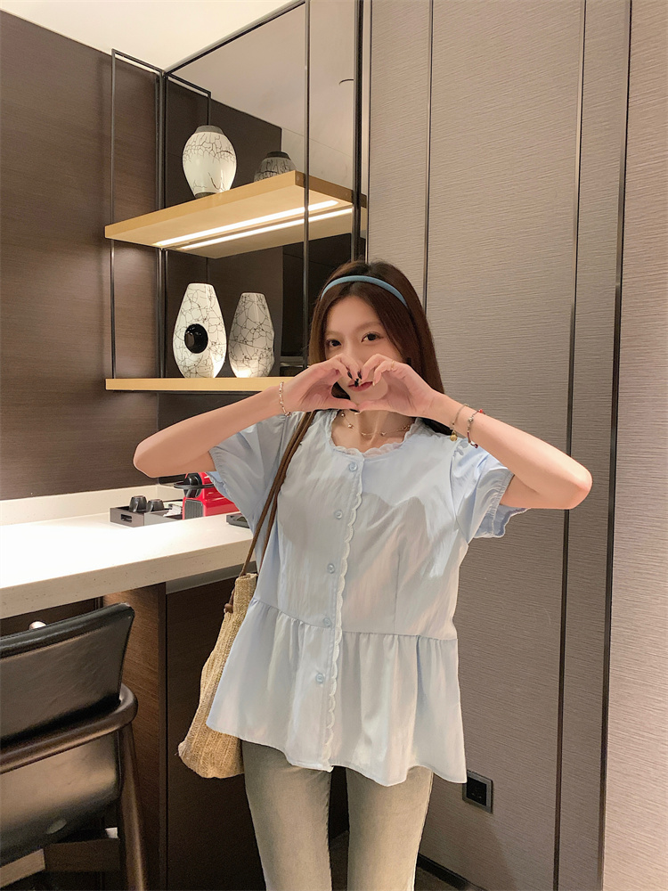 Summer refreshing shirt retro white tops for women