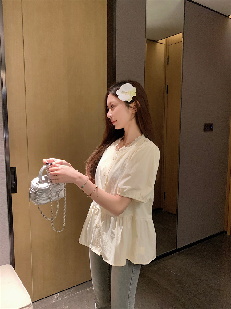 Summer refreshing shirt retro white tops for women