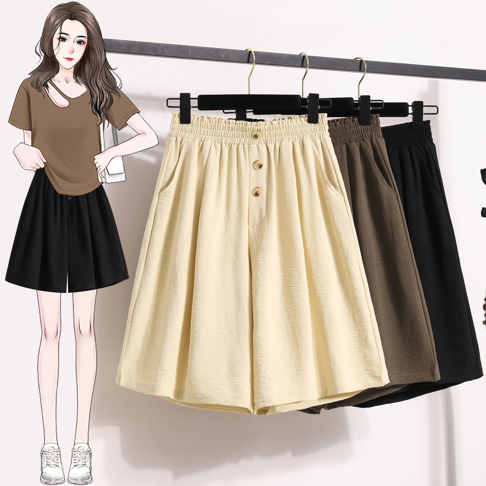 Summer wide leg loose five pants high waist thin shorts