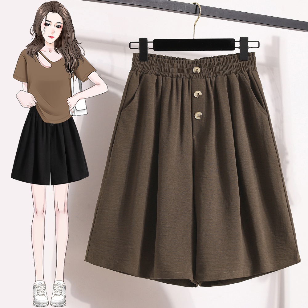 Summer wide leg loose five pants high waist thin shorts