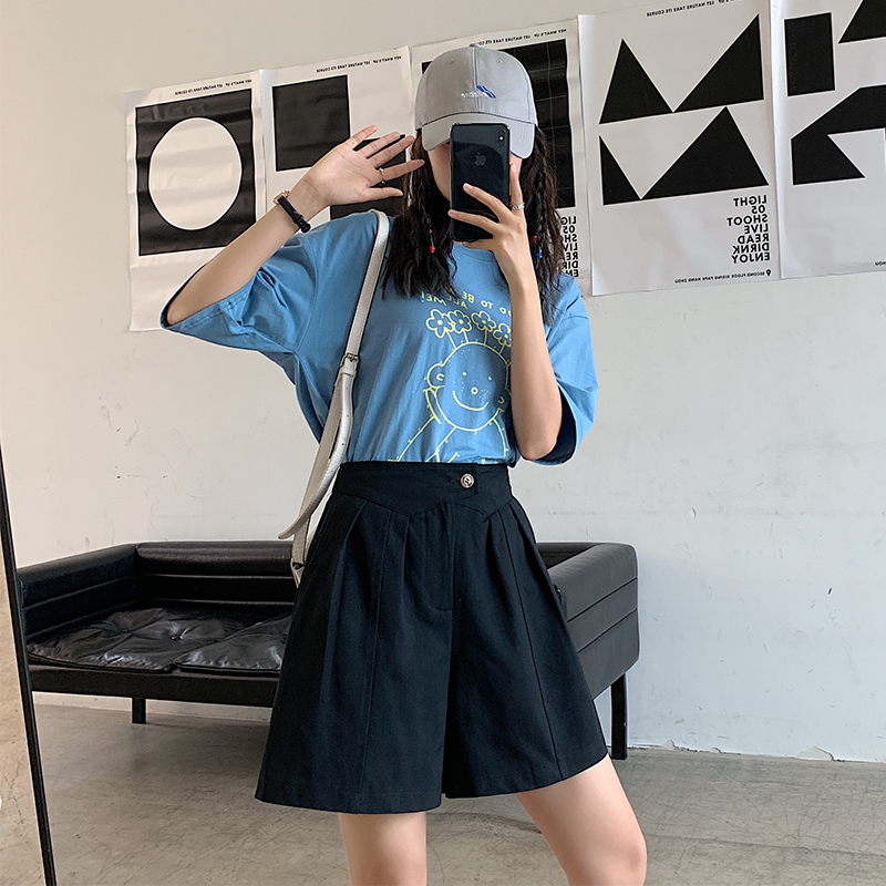 High waist slim wide leg summer Casual shorts for women
