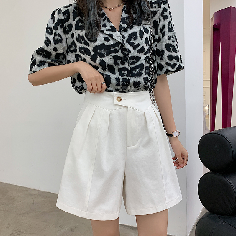 High waist slim wide leg summer Casual shorts for women