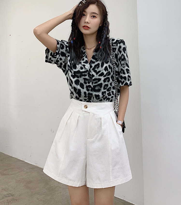 High waist slim wide leg summer Casual shorts for women