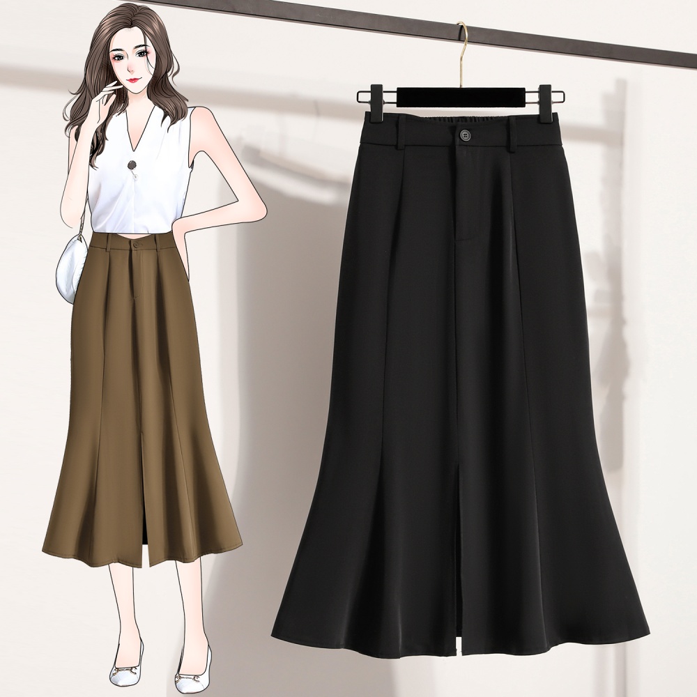 Split skirt A-line long skirt for women