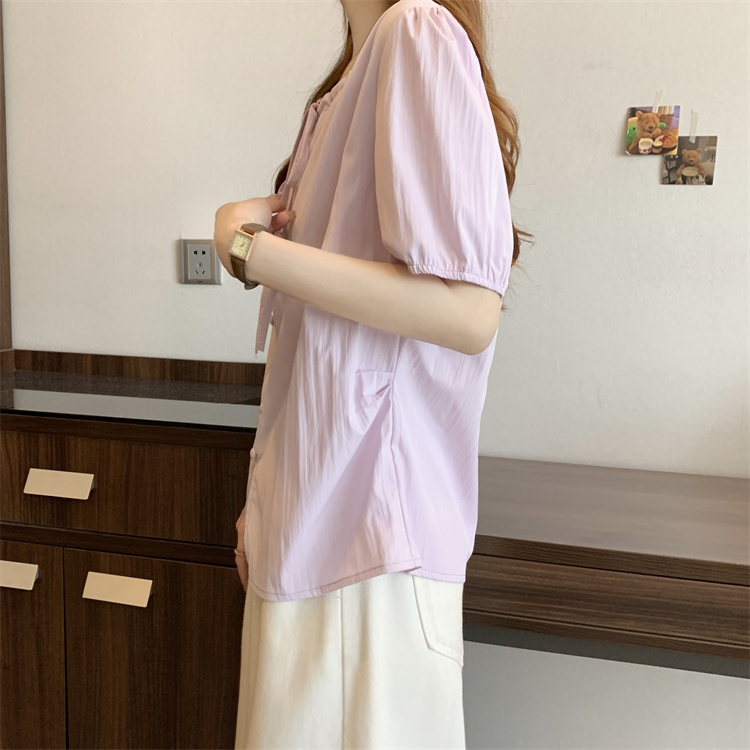 Large yard hollow fat shirt summer slim V-neck tops