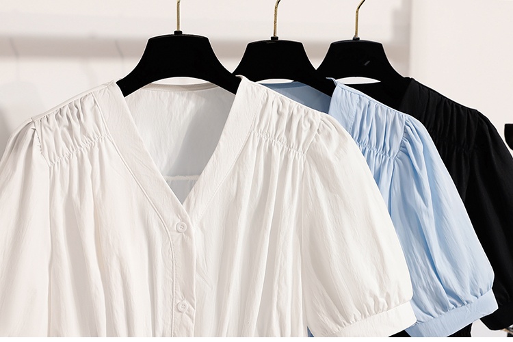 Slim pinched waist shirt France style tops for women