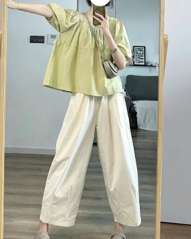Summer all-match loose wide leg pants 2pcs set for women