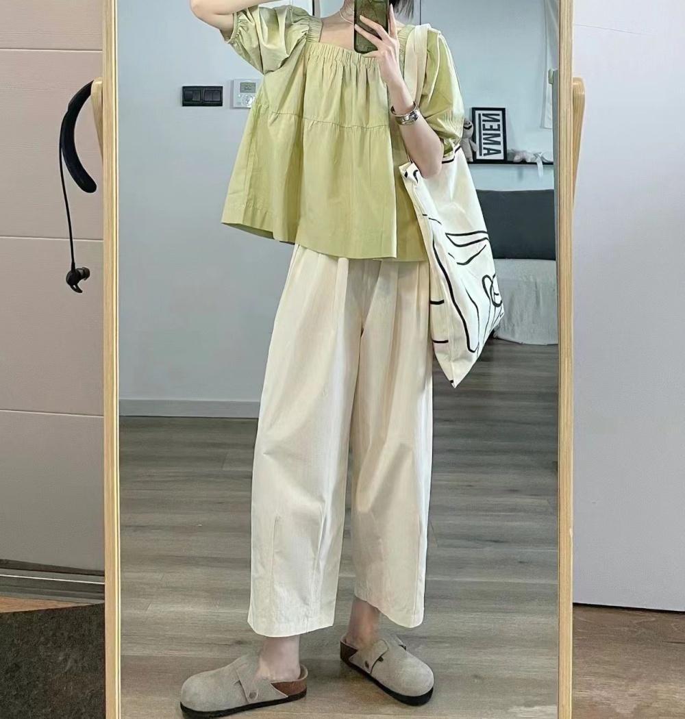 Summer all-match loose wide leg pants 2pcs set for women