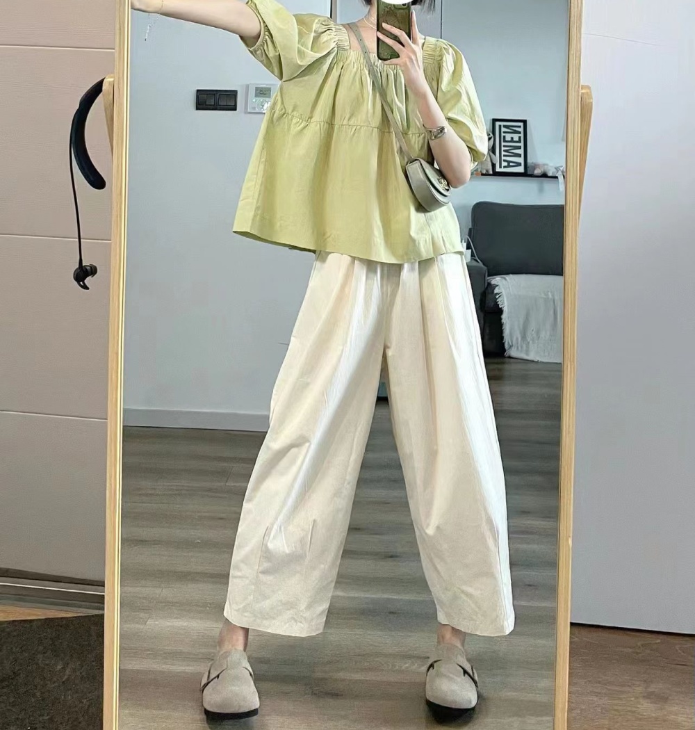 Summer all-match loose wide leg pants 2pcs set for women